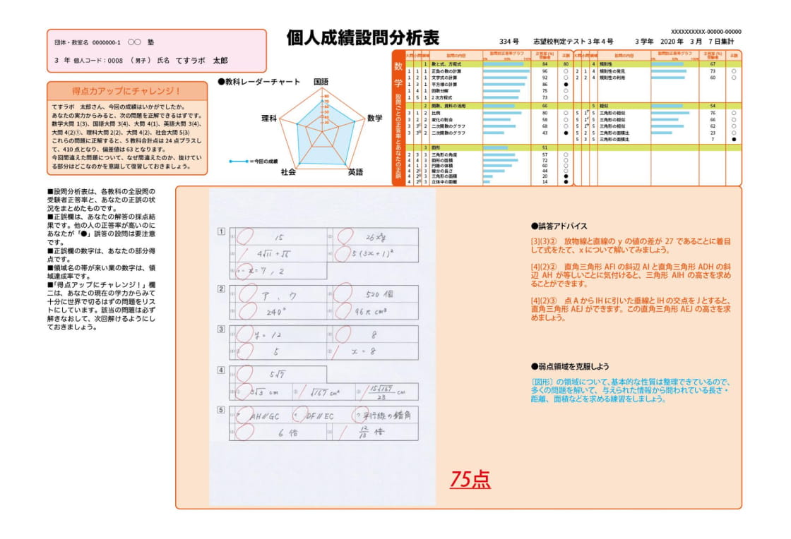 中学1〜3年生 家庭学習指導書、内申対策テスト、学力診断テスト 参考書 